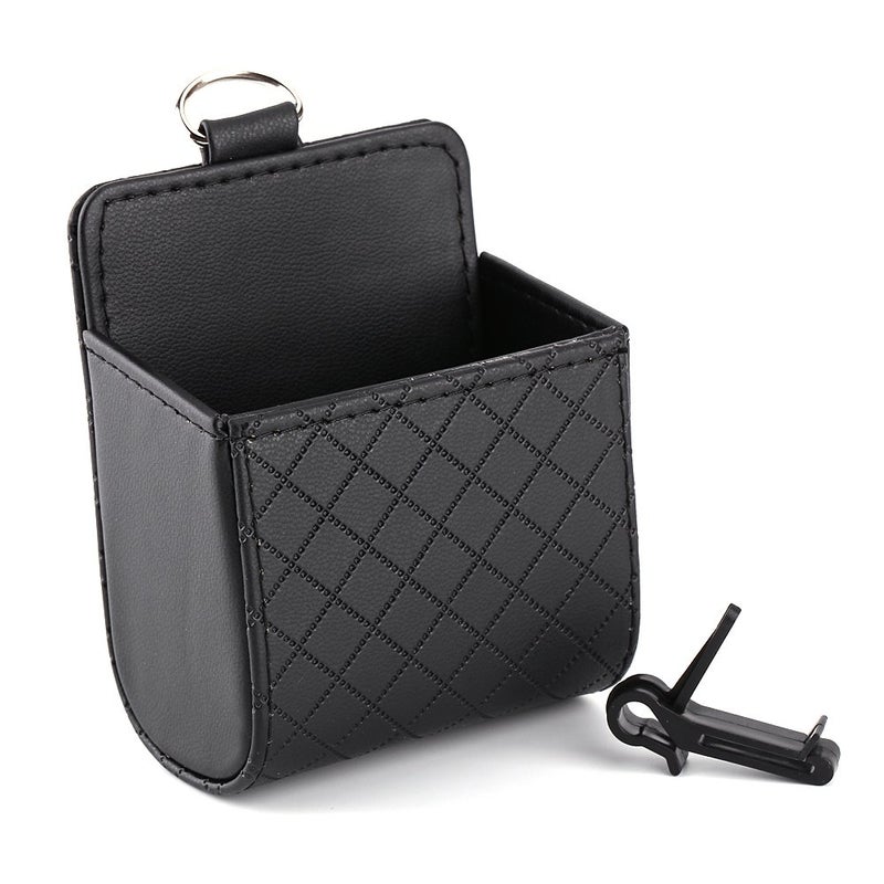 Ejoyous Car Air Vent Storage Bag Phone Holder Dash Organizer Drivers Pocket Sunglass Holder Car Mount Hanging Storage Pouch Bag Key Card Case Organizer with Hook - Black - Image 1